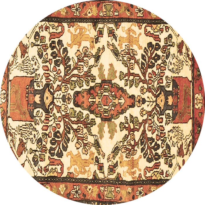 Round Medallion Brown Traditional Rug, tr4471brn