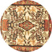 Round Medallion Brown Traditional Rug, tr4471brn