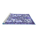 Sideview of Machine Washable Medallion Blue Traditional Rug, wshtr4471blu