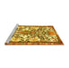 Sideview of Machine Washable Medallion Yellow Traditional Rug, wshtr4471yw