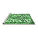 Sideview of Machine Washable Medallion Emerald Green Traditional Area Rugs, wshtr4471emgrn