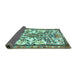 Sideview of Medallion Turquoise Traditional Rug, tr4471turq