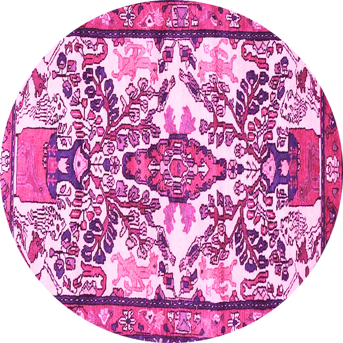 Round Medallion Pink Traditional Rug, tr4471pnk