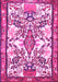 Machine Washable Medallion Pink Traditional Rug, wshtr4471pnk