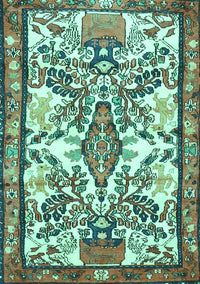 Medallion Turquoise Traditional Rug, tr4471turq