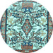 Round Medallion Light Blue Traditional Rug, tr4471lblu