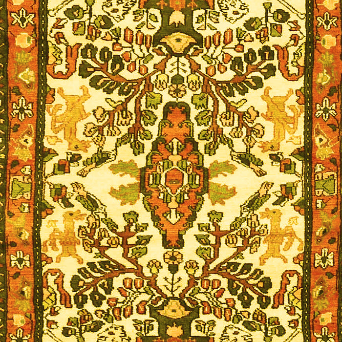 Machine Washable Medallion Yellow Traditional Rug, wshtr4471yw