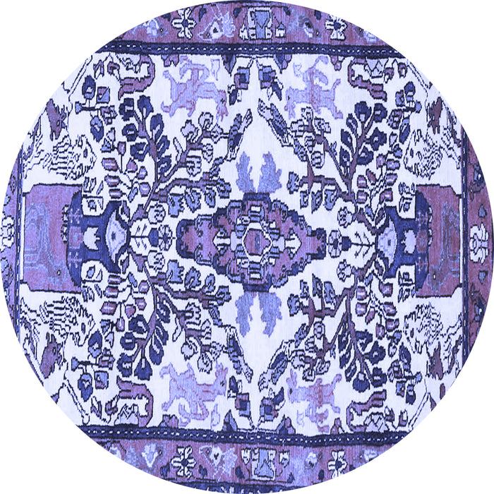 Round Medallion Blue Traditional Rug, tr4471blu