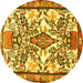 Round Medallion Yellow Traditional Rug, tr4471yw