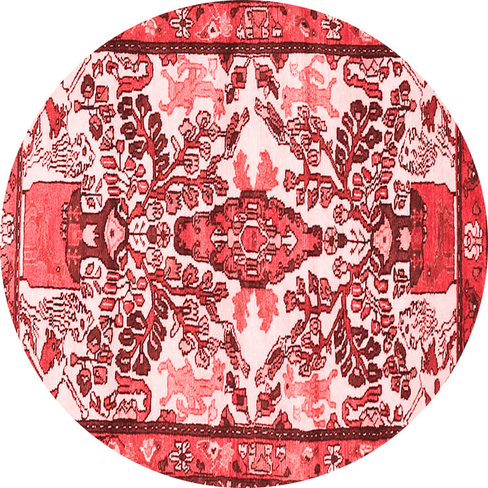 Machine Washable Medallion Red Traditional Rug, wshtr4471red