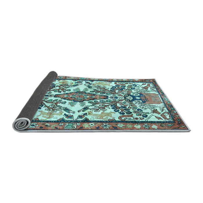 Sideview of Medallion Light Blue Traditional Rug, tr4471lblu