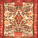 Serging Thickness of Medallion Orange Traditional Rug, tr4471org