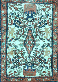 Medallion Light Blue Traditional Rug, tr4471lblu