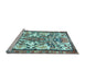 Sideview of Machine Washable Medallion Light Blue Traditional Rug, wshtr4471lblu