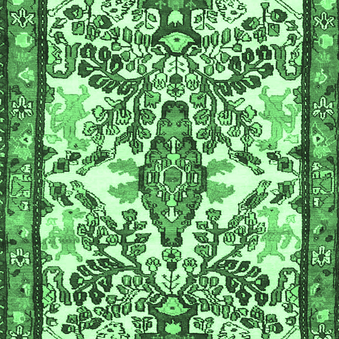 Machine Washable Medallion Emerald Green Traditional Area Rugs, wshtr4471emgrn
