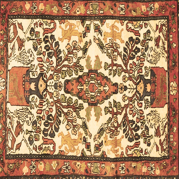 Square Machine Washable Medallion Brown Traditional Rug, wshtr4471brn