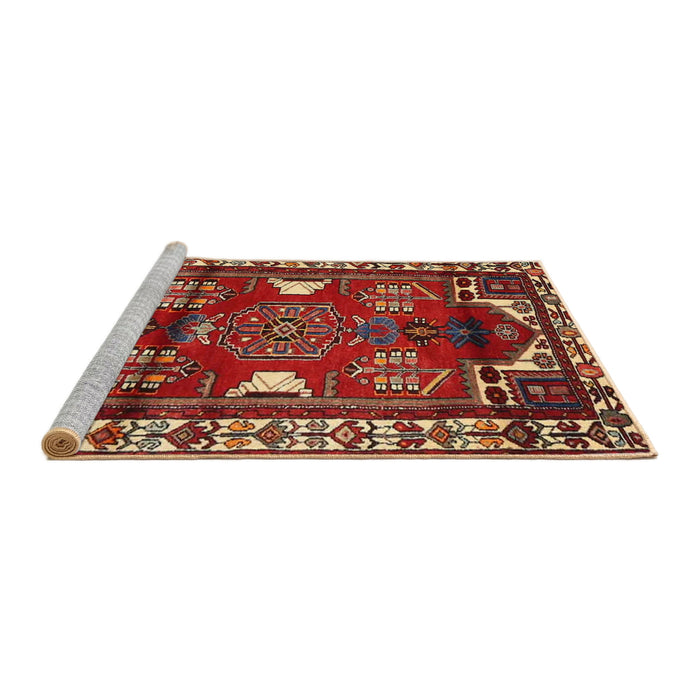 Sideview of Machine Washable Traditional Tomato Red Rug, wshtr4472