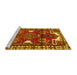 Sideview of Machine Washable Persian Yellow Traditional Rug, wshtr4472yw