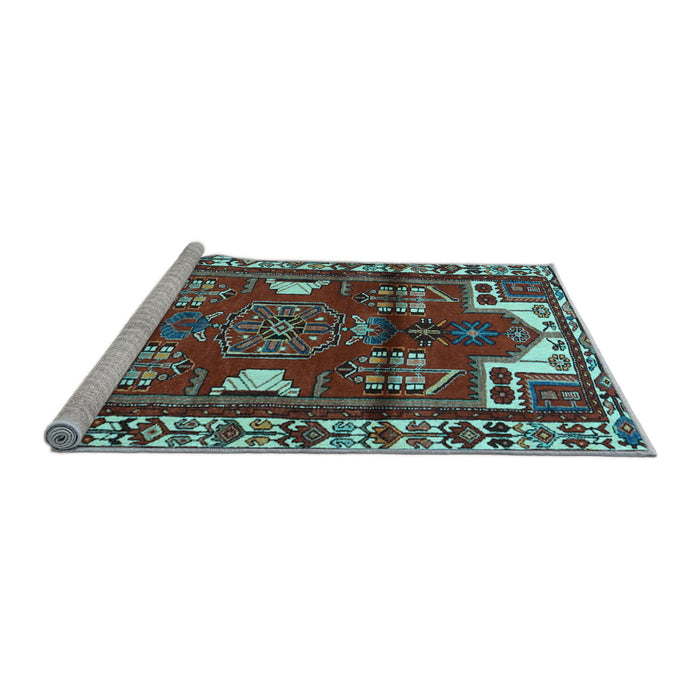 Sideview of Machine Washable Persian Light Blue Traditional Rug, wshtr4472lblu