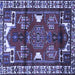 Square Machine Washable Persian Blue Traditional Rug, wshtr4472blu