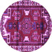 Round Machine Washable Persian Purple Traditional Area Rugs, wshtr4472pur