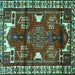 Square Machine Washable Persian Turquoise Traditional Area Rugs, wshtr4472turq