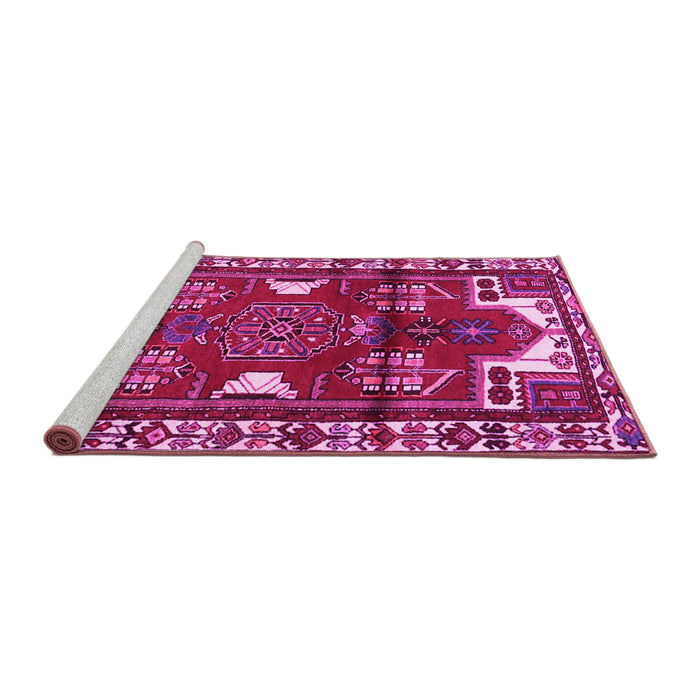 Sideview of Machine Washable Persian Pink Traditional Rug, wshtr4472pnk