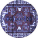 Round Persian Blue Traditional Rug, tr4472blu