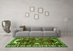 Machine Washable Persian Green Traditional Area Rugs in a Living Room,, wshtr4472grn