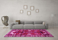 Machine Washable Persian Pink Traditional Rug, wshtr4472pnk