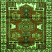 Round Machine Washable Persian Green Traditional Area Rugs, wshtr4472grn