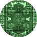 Round Persian Emerald Green Traditional Rug, tr4472emgrn