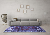 Machine Washable Persian Blue Traditional Rug, wshtr4472blu