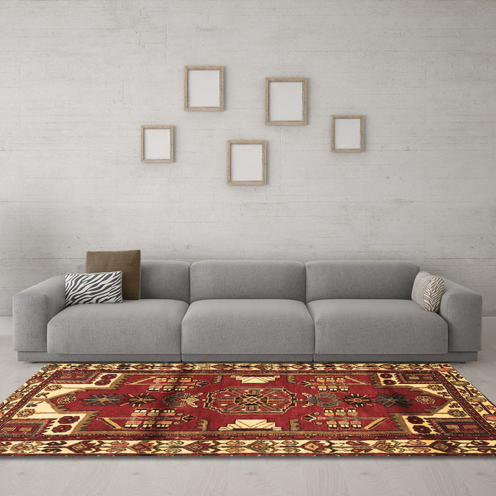 Machine Washable Persian Brown Traditional Rug in a Living Room,, wshtr4472brn