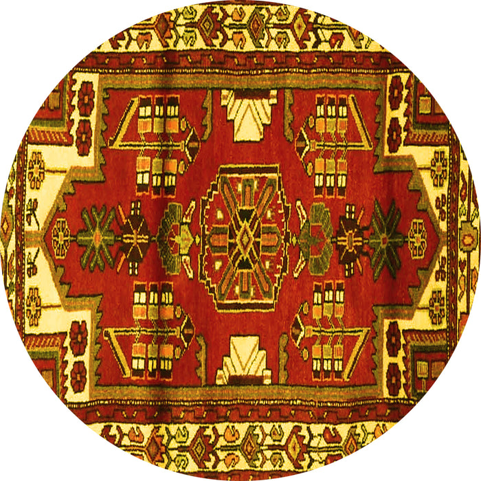 Round Persian Yellow Traditional Rug, tr4472yw
