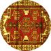 Round Persian Yellow Traditional Rug, tr4472yw