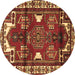 Round Persian Brown Traditional Rug, tr4472brn