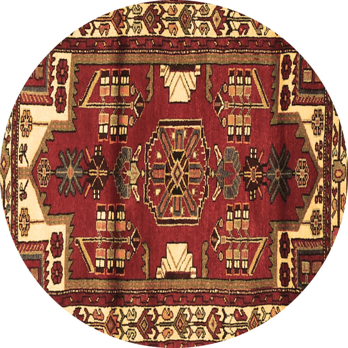 Round Machine Washable Persian Brown Traditional Rug, wshtr4472brn