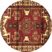 Round Machine Washable Persian Brown Traditional Rug, wshtr4472brn