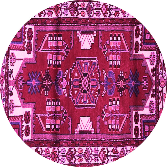 Round Machine Washable Persian Pink Traditional Rug, wshtr4472pnk