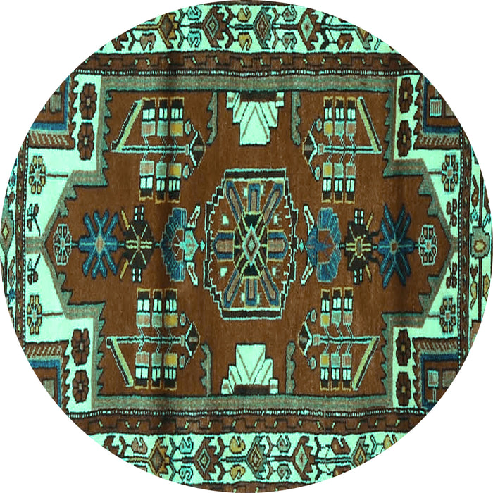 Round Persian Turquoise Traditional Rug, tr4472turq