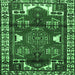 Square Machine Washable Persian Emerald Green Traditional Area Rugs, wshtr4472emgrn