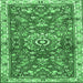 Square Medallion Emerald Green Traditional Rug, tr4473emgrn