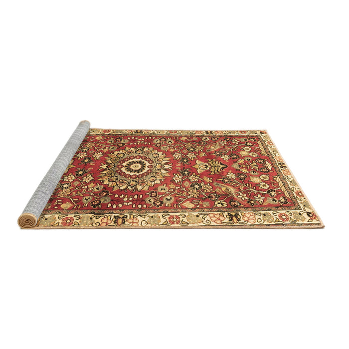 Sideview of Machine Washable Medallion Brown Traditional Rug, wshtr4473brn