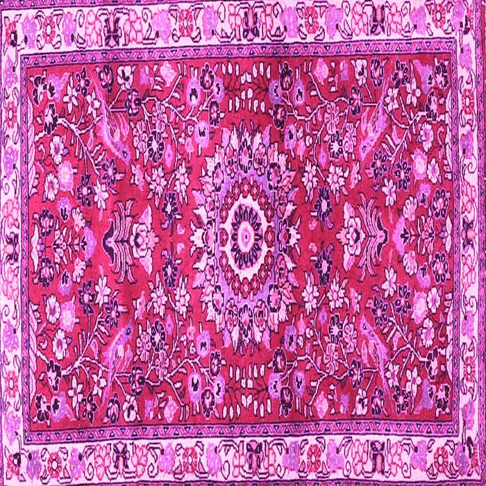 Square Machine Washable Medallion Pink Traditional Rug, wshtr4473pnk