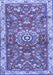 Machine Washable Medallion Blue Traditional Rug, wshtr4473blu