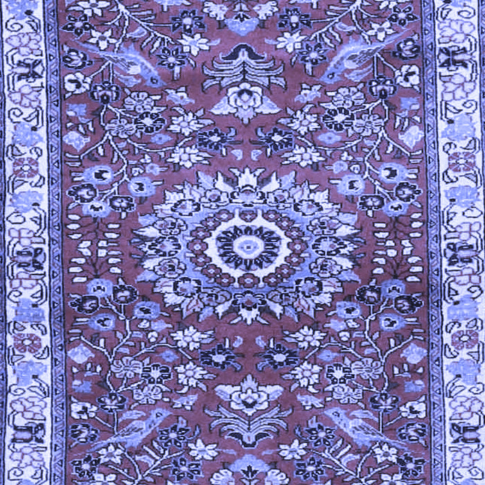 Machine Washable Medallion Blue Traditional Rug, wshtr4473blu