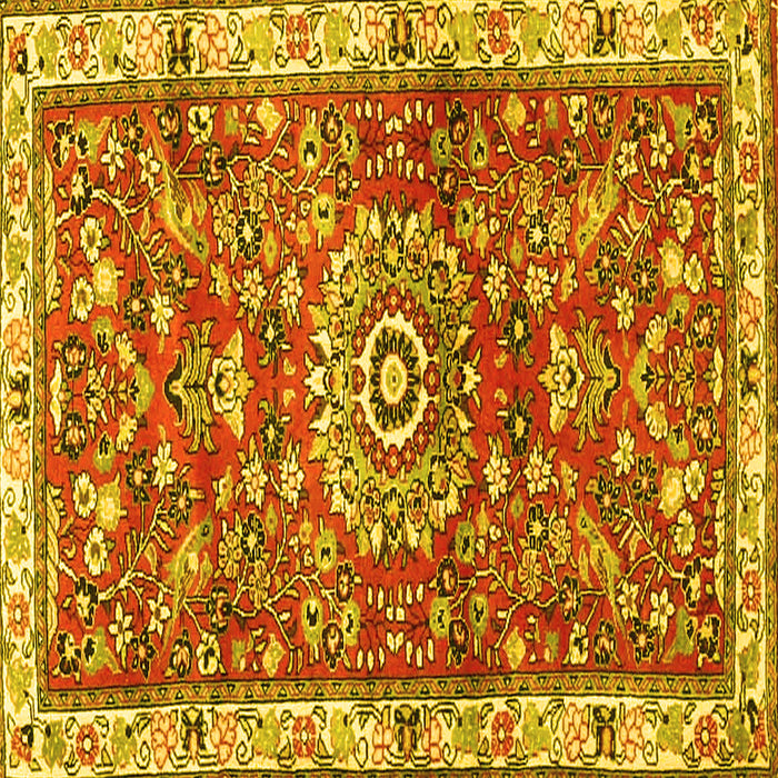 Square Medallion Yellow Traditional Rug, tr4473yw