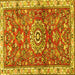 Square Medallion Yellow Traditional Rug, tr4473yw