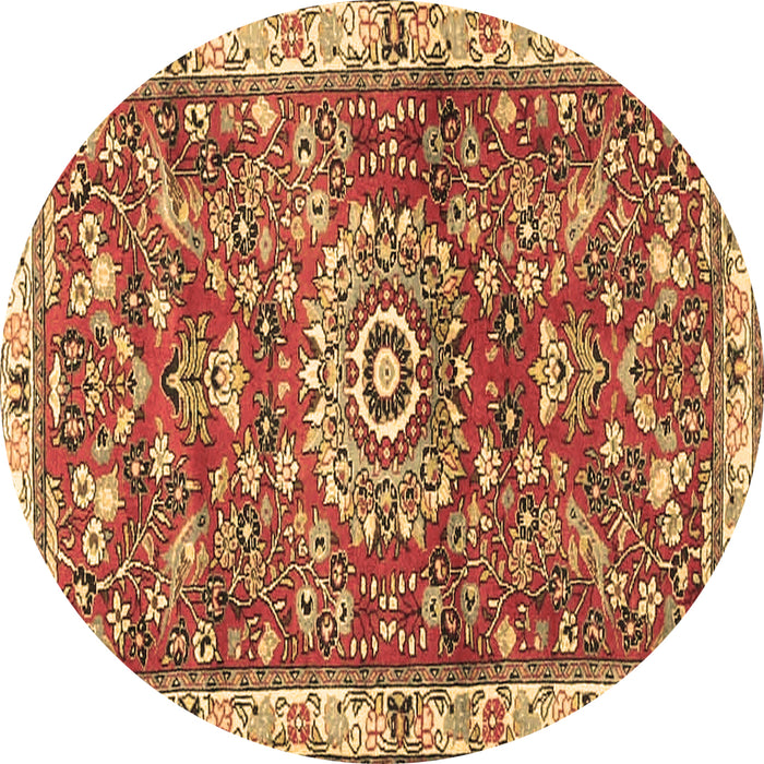 Round Machine Washable Medallion Brown Traditional Rug, wshtr4473brn